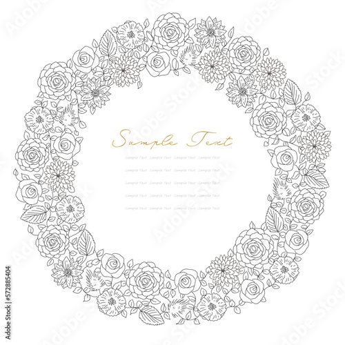 花輪 花の装飾 円形 フラワー フレーム