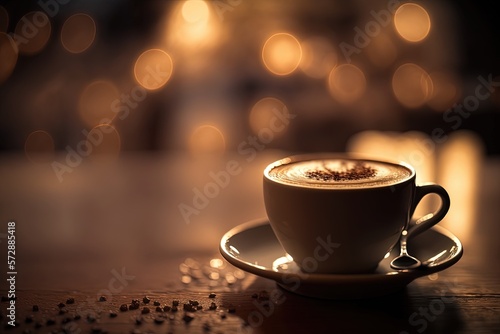 coffee beans isolated on a table bokeh   generative artificial intelligence  generative artificial intelligence 