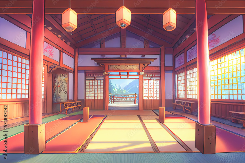 Fantasy Japanese's shrine anime style wallpaper. ilustração do Stock