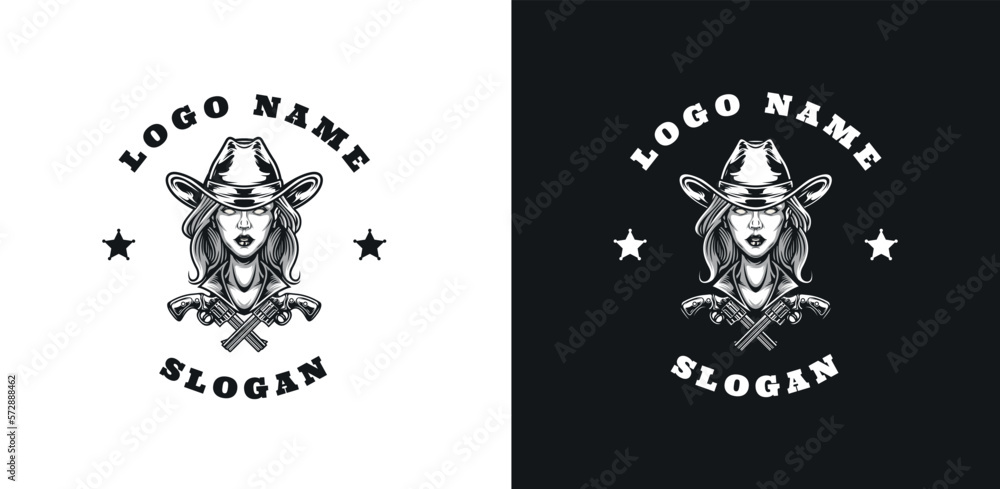 Women sherif graphic logo design