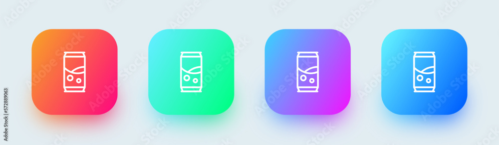 Soda line icon in square gradient colors. Soft drink signs vector illustration. Soda line icon in square gradient colors. Soft drink signs vector illustration.