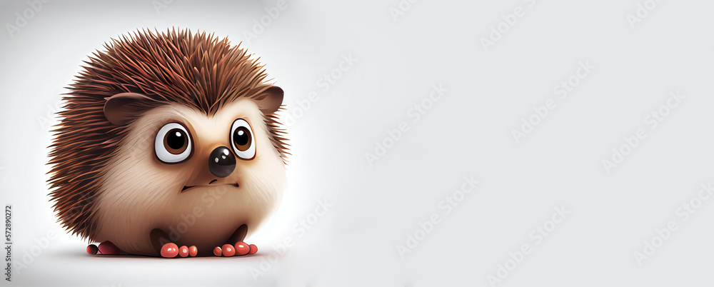 Cute happy hedgehog cartoon on white background, generative ai Cute happy hedgehog cartoon on white background, generative ai