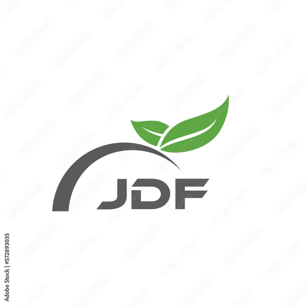 Fototapeta premium JDF letter nature logo design on white background. JDF creative initials letter leaf logo concept. JDF letter design.