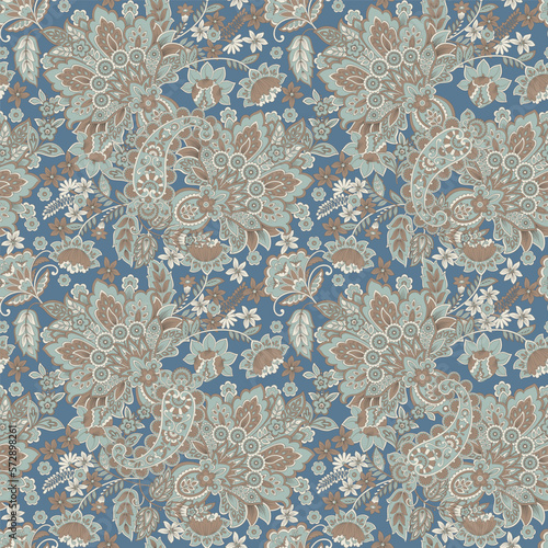 Paisley seamless floral pattern. Damask vintage background © antalogiya