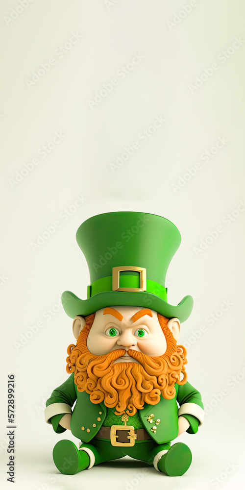 3D Render of Leprechaun Man Sitting On Pastel Green Background. St. Patrick's Day Concept. 3D Render of Leprechaun Man Sitting On Pastel Green Background. St. Patrick's Day Concept.