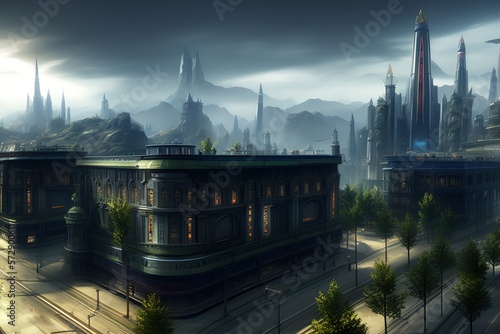 Gothic City with lots of ta...