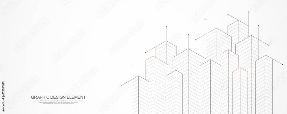 Architectural drawing with building construction Architectural drawing with building construction