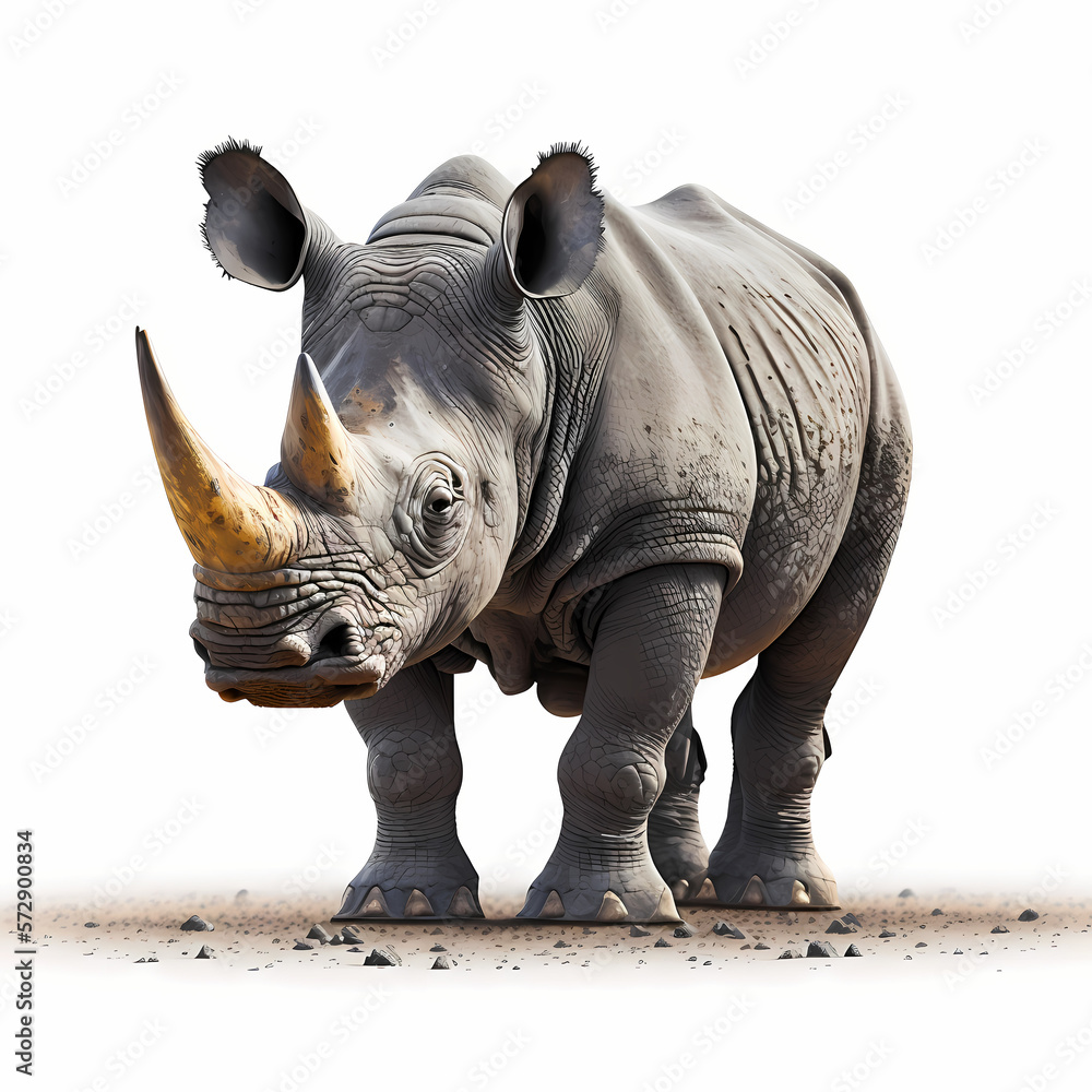 Fototapeta premium Black Rhinoceros isolated white