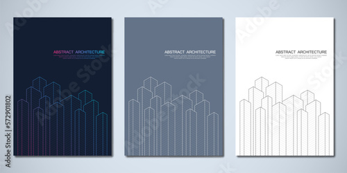 Architectural drawing with building construction for the book cover, brochure, flyer, poster, presentation, and other design