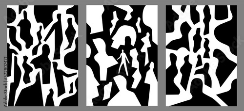 group of people,psychology problems - abstract vector illustration 