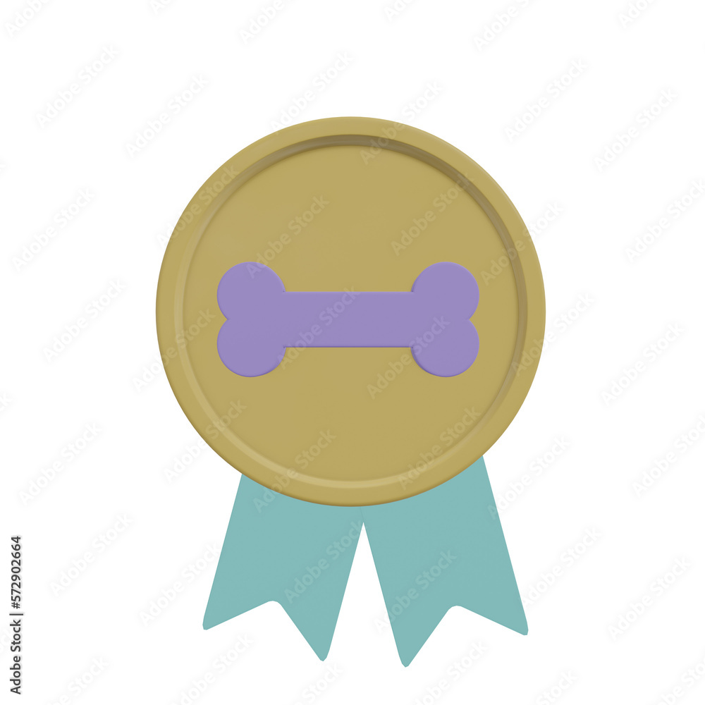 Pet winner medal award wit Bone. Prize Badge icon pastel color. Pet winner medal award wit Bone. Prize Badge icon pastel color.