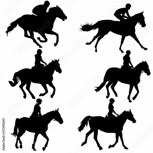 
horse rider silhouette, logo, icon
