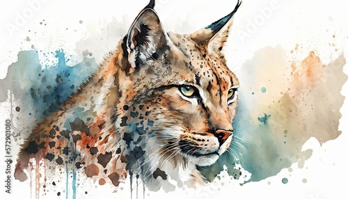 Lynx watercolor generative AI