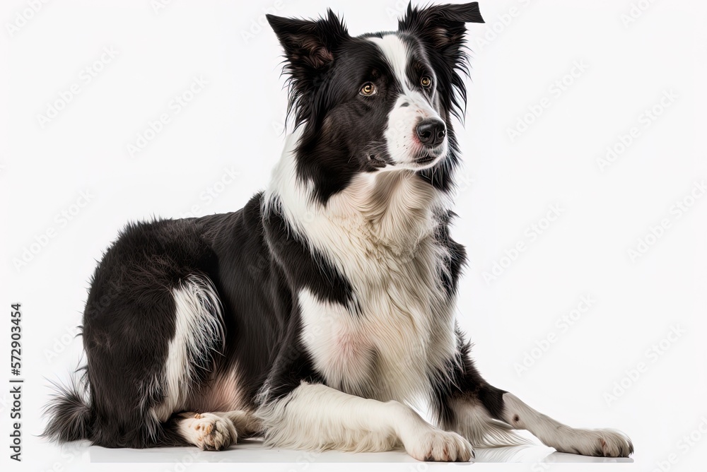 Border collie on white background Generative AI Stock Illustration ...