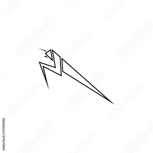 illustration of a mantis insect shaped like a lightning or thunderbolt