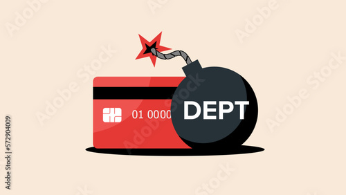 Credit card dept bomb, financial crisis concept illustration