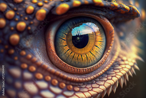 Wallpaper Mural Extreme close-up of a multicolored lizzard eye. Created with Generative AI technology. Torontodigital.ca