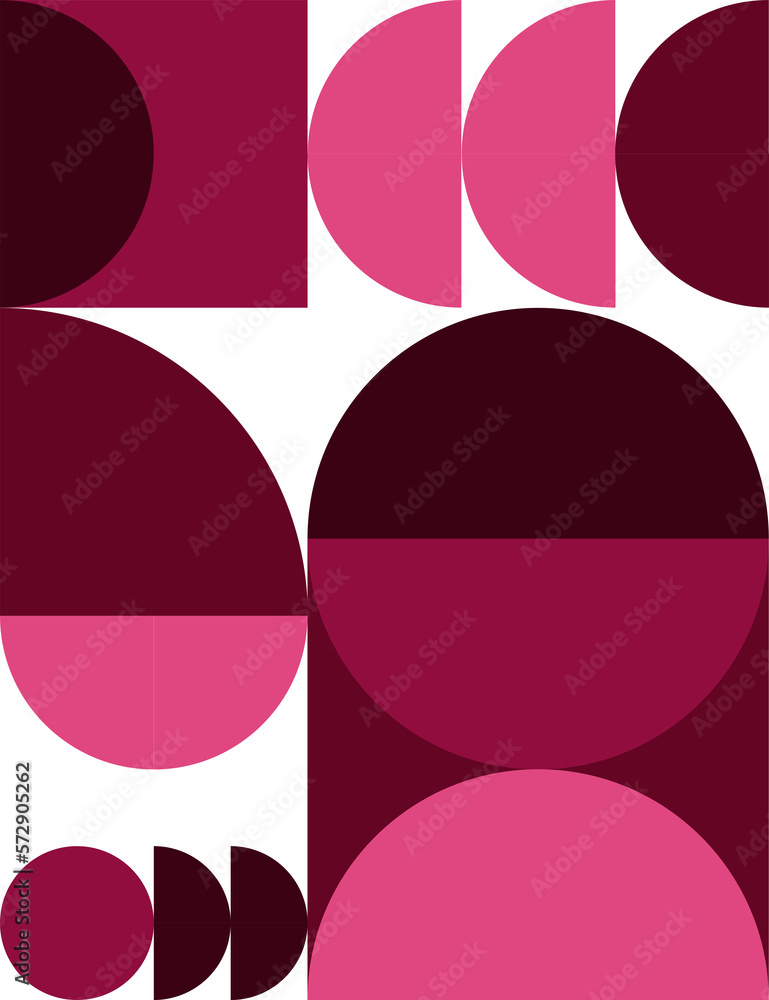 Minimal vintage 20s geometric design posters, wall art, template, layout with primitive shapes. Bauhaus pink magenta retro pattern background, png abstract circle, triangle and square line art.	
