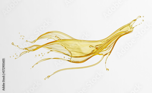 cosmetic liquid oil splashing isolated on white background, 3d rendering.