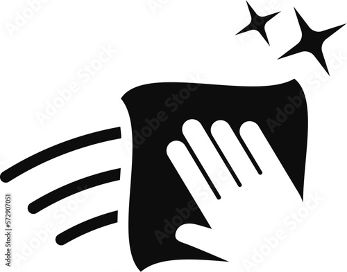 Hand with cleaning wipe vector icon, disinfection symbol on white background