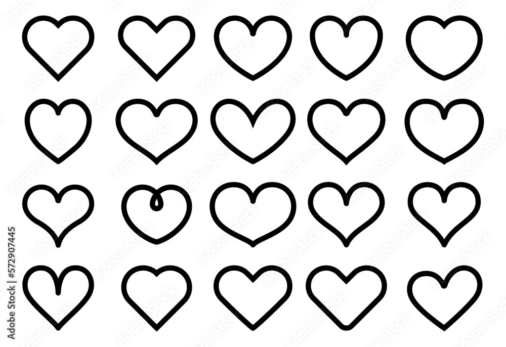 Heart icon, love concept, thin black line linear icon