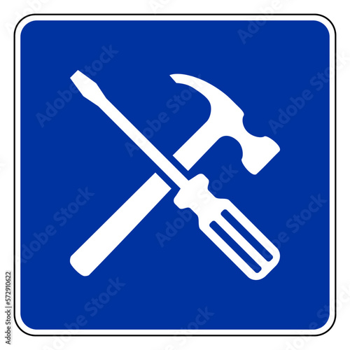 Werkzeuge und Schild