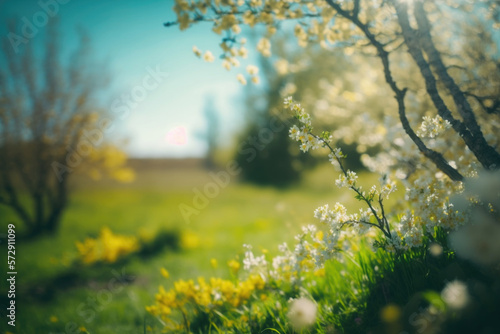 Bloom Spring natural background. Illustration Generative AI