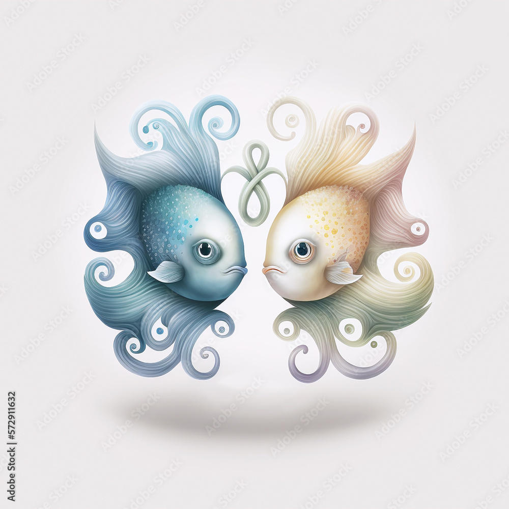 Fototapeta premium Cute Pisces zodiac mascot