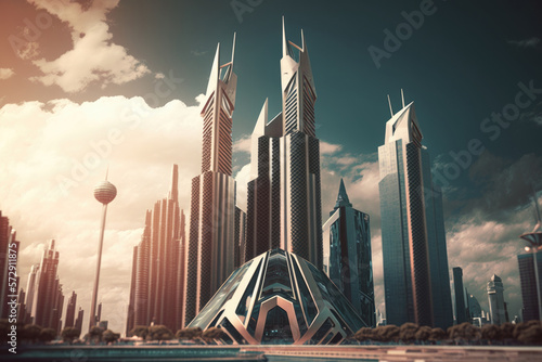 Futuristic City Concept. Illustration AI Generative