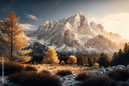 Natural Cute Mountain Background. Illustration AI  Generative © olegganko