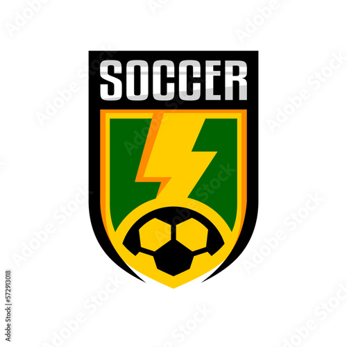 illustration of a football or soccer logo with a thunder or lightning shape.