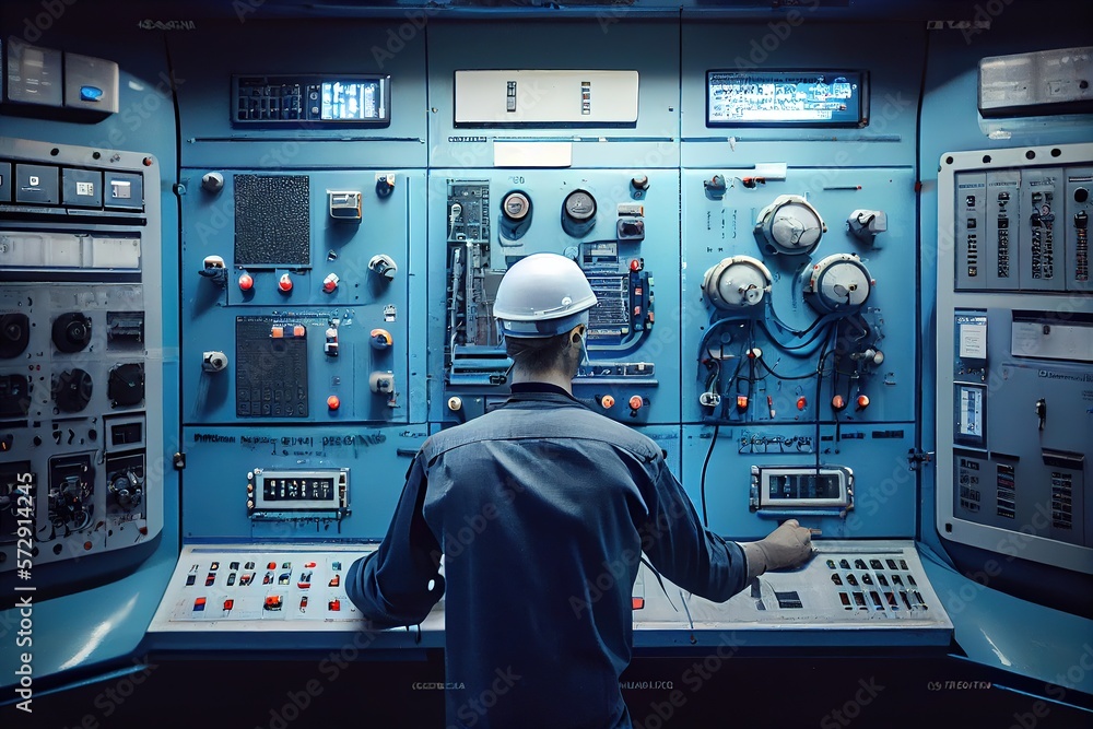 Electric Plant The Central Control Panel Reactor Nuclear Power Plant