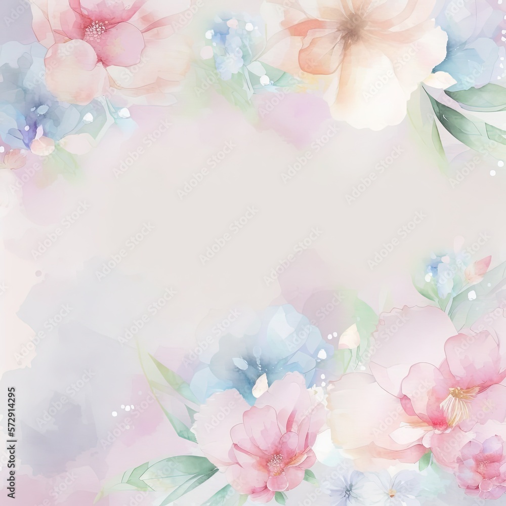 Watercolor flower frame background Watercolor flower frame background