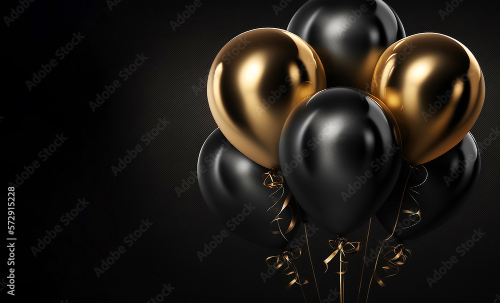 Happy birthday with realistic balloons Stock Illustration | Adobe Stock