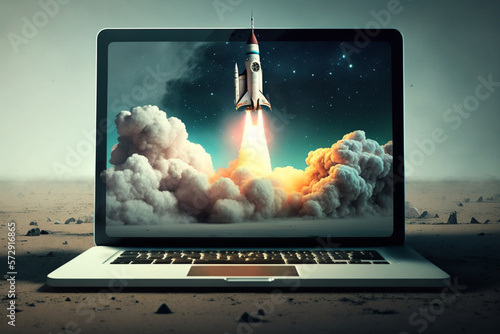 Journey to the stars: launching a space rocket from your device , generated by IA