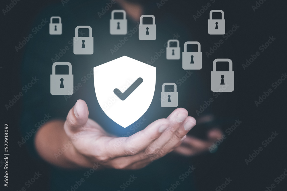 Concept of security data network, Prevent online identity theft, user and password login on visual screen for protect dat. Concept of security data network, Prevent online identity theft, user and password login on visual screen for protect dat.