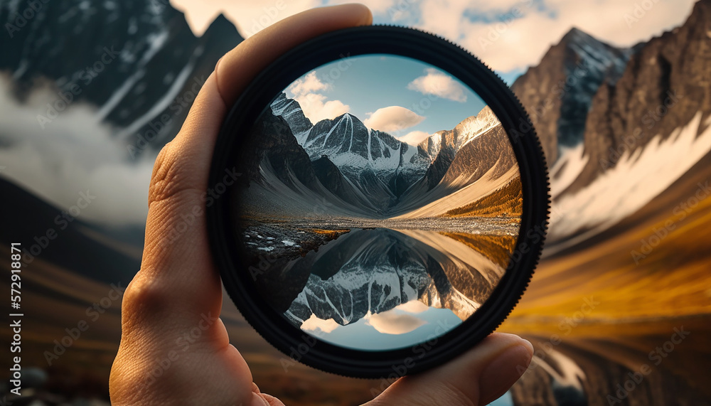 the photographer holds the lens and takes pictures of the waterfall. Generative AI the photographer holds the lens and takes pictures of the waterfall. Generative AI