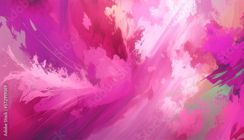 An abstract floral whirlwind in bold pink and purple  suggesting the lively essence of spring blooms in a storm of color.