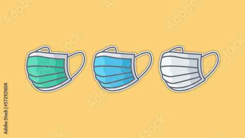 Face medical mask sticker vector illustration