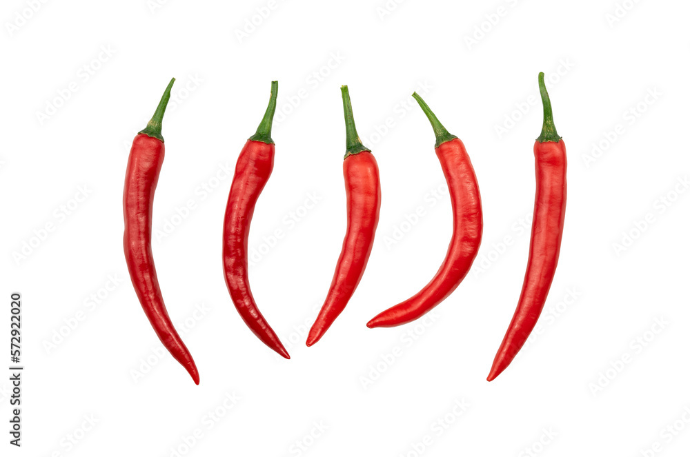Group of red chili paper isolated