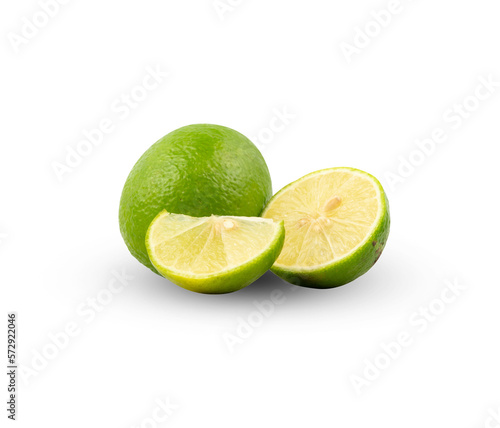 Whole and slice lime isolated for design element