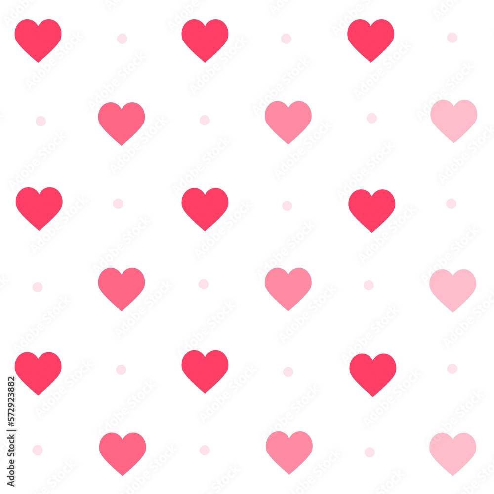 pink colored hearts with dots on white ground seamless pattern background