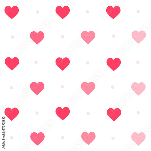pink colored hearts with dots on white ground seamless pattern background