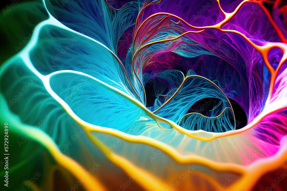 Colorful swirling material in motion for design, creativity and