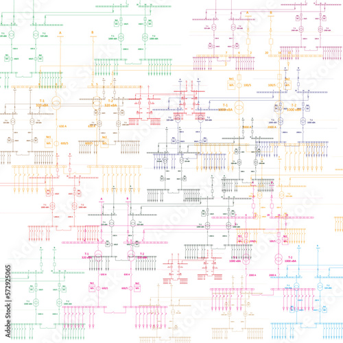 Electric wiring diagram for power transformers