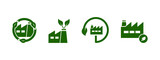 green factory icon vector illustration. factory with leaf icon in flat style concept - stock vector.