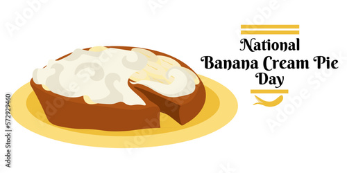 National Banana Cream Pie Day, idea for a horizontal design for an event or menu design