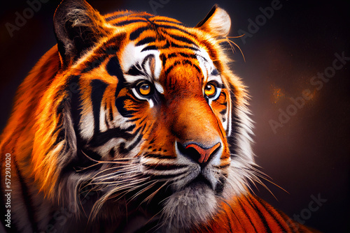 Portrait of a stunning tiger. Generative AI © Andrii 
