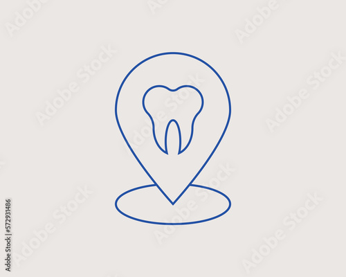 Concept of location of dentistry in a flat style. dental thin line icon. Dentist editable stroke icon.  Vector illustration