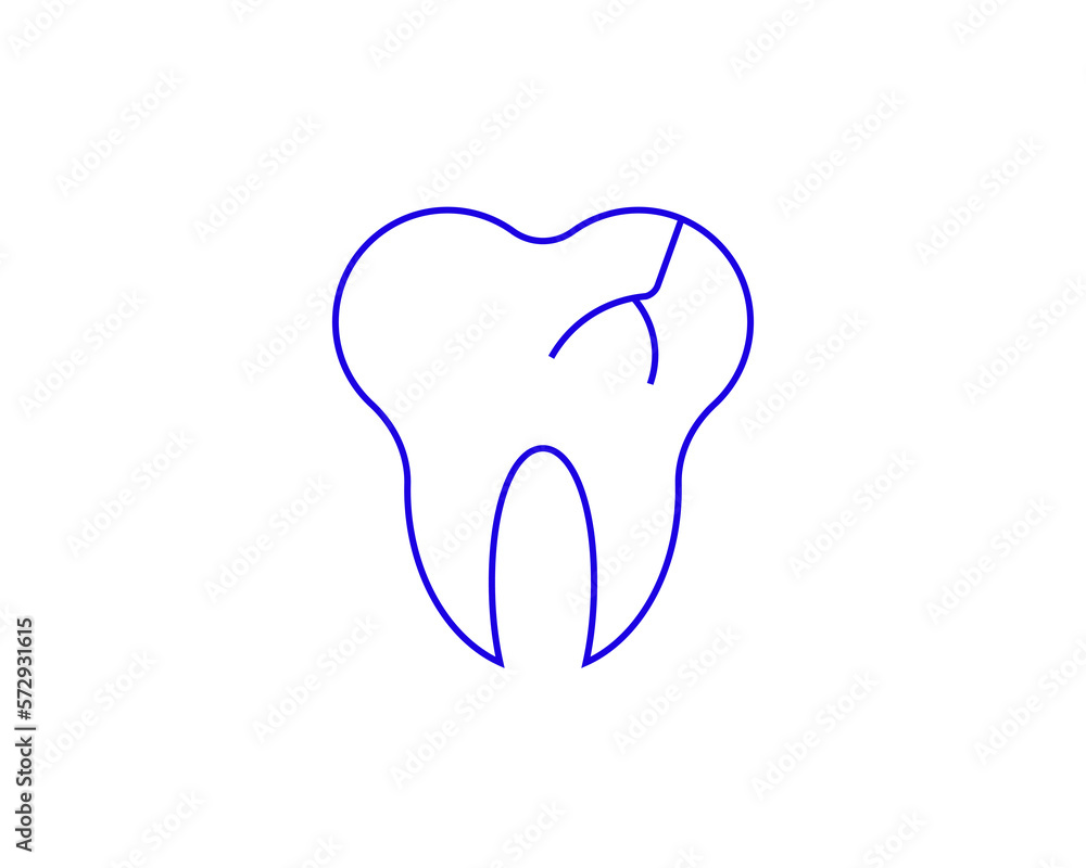 CIsolated oncept of damaged tooth in a flat style. dental thin line icon. Dentist editable stroke icon. Vector illustration CIsolated oncept of damaged tooth in a flat style. dental thin line icon. Dentist editable stroke icon. Vector illustration